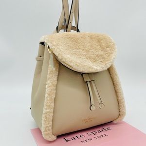 Kate Spade Leila Medium Flap Backpack Faux Shearling